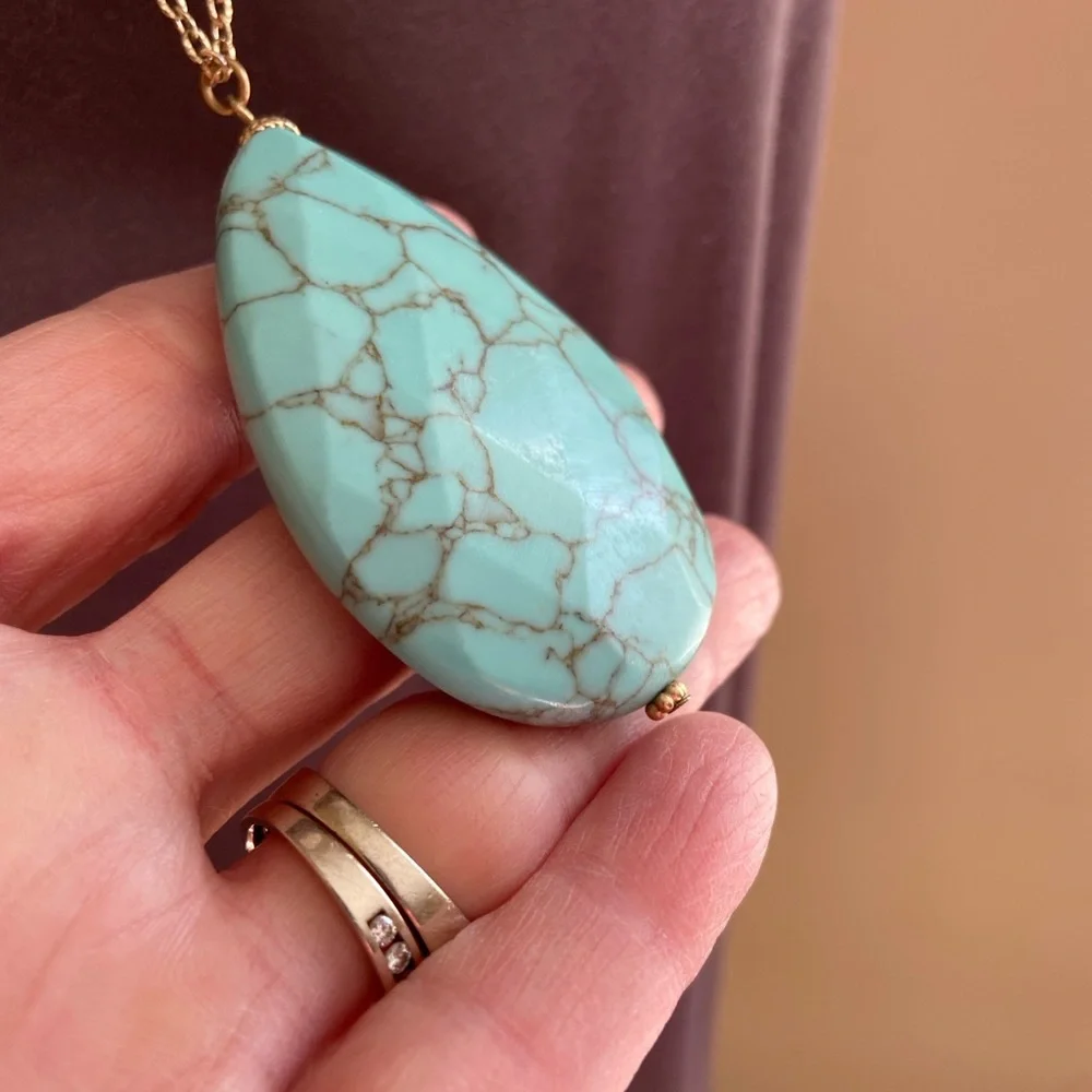 Marbled Turquoise Pendant‎ Necklace